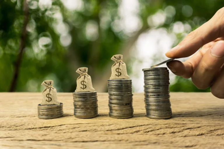 a person holding coins